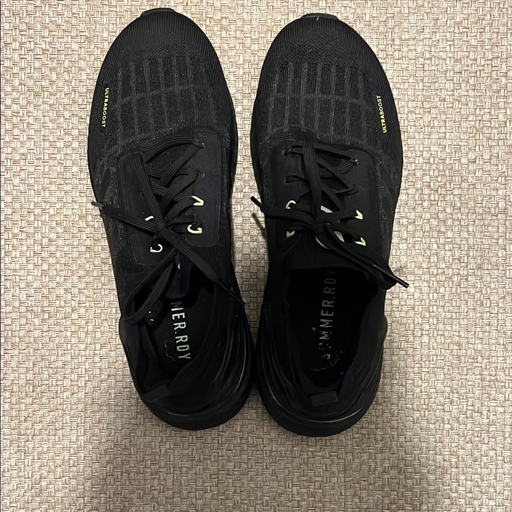 Adidas Black Athletic Shoes with Yellow Accents